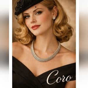 Vintage Coro Fringe Statement Choker Necklace Signed Circa 1950s Mid Century Mod